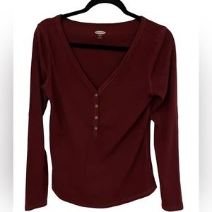 Old Navy Deep Red Henley Long-Sleeve Women’s Medium